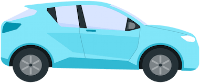 Blue compact car illustration in side view